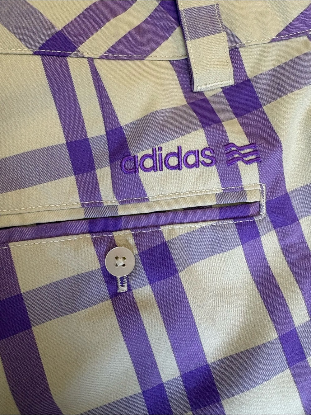 Adidas Women’s Plaid Golf Shorts Purple Khaki Size 6 Y2K Preppy Blokecore - Picture 4 of 10